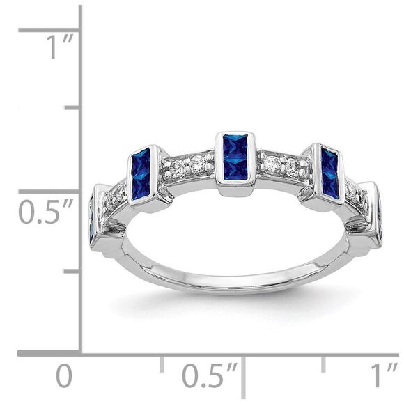 Kazi Luxury 14k White Gold Fancy Diamond and Sapphire Ring